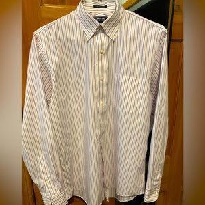 15x35 long sleeve dress shirt button down pink and white